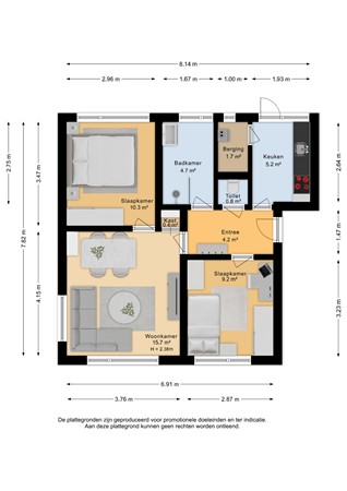 Plattegrond - Hendrick Vroomlaan 1, 4383 TK Vlissingen - Begane grond - 2D.jpg